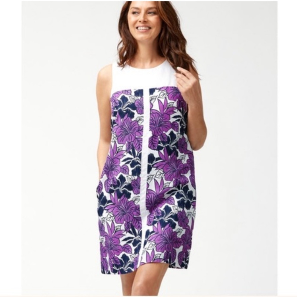 TOMMY BAHAMA blissful blooms printed linen floral shift dress summer weekend